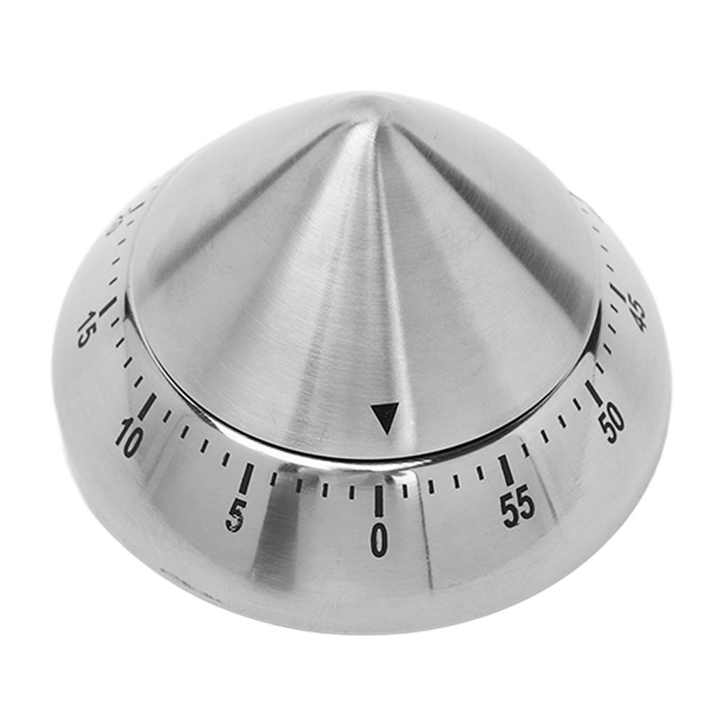 Pointed Mechanical Timer Clear Scale Stainless Steel Cooking Mechanical Reminder for Kitchen Sauna