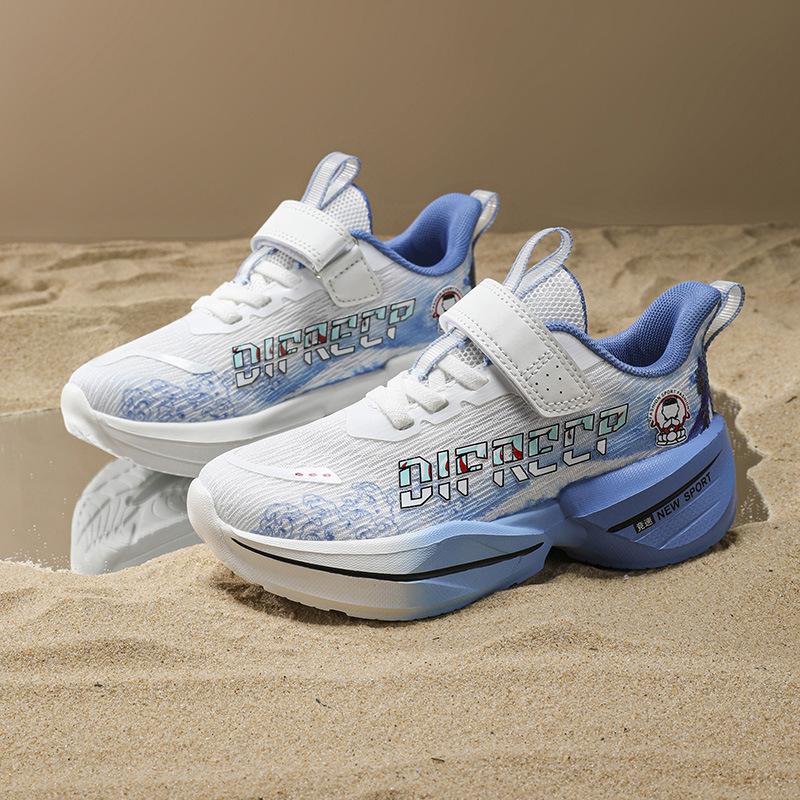 2025 spring and summer breathable mesh running shoes, primary and secondary school students sports shoes, Velcro raw and lightweight running shoes