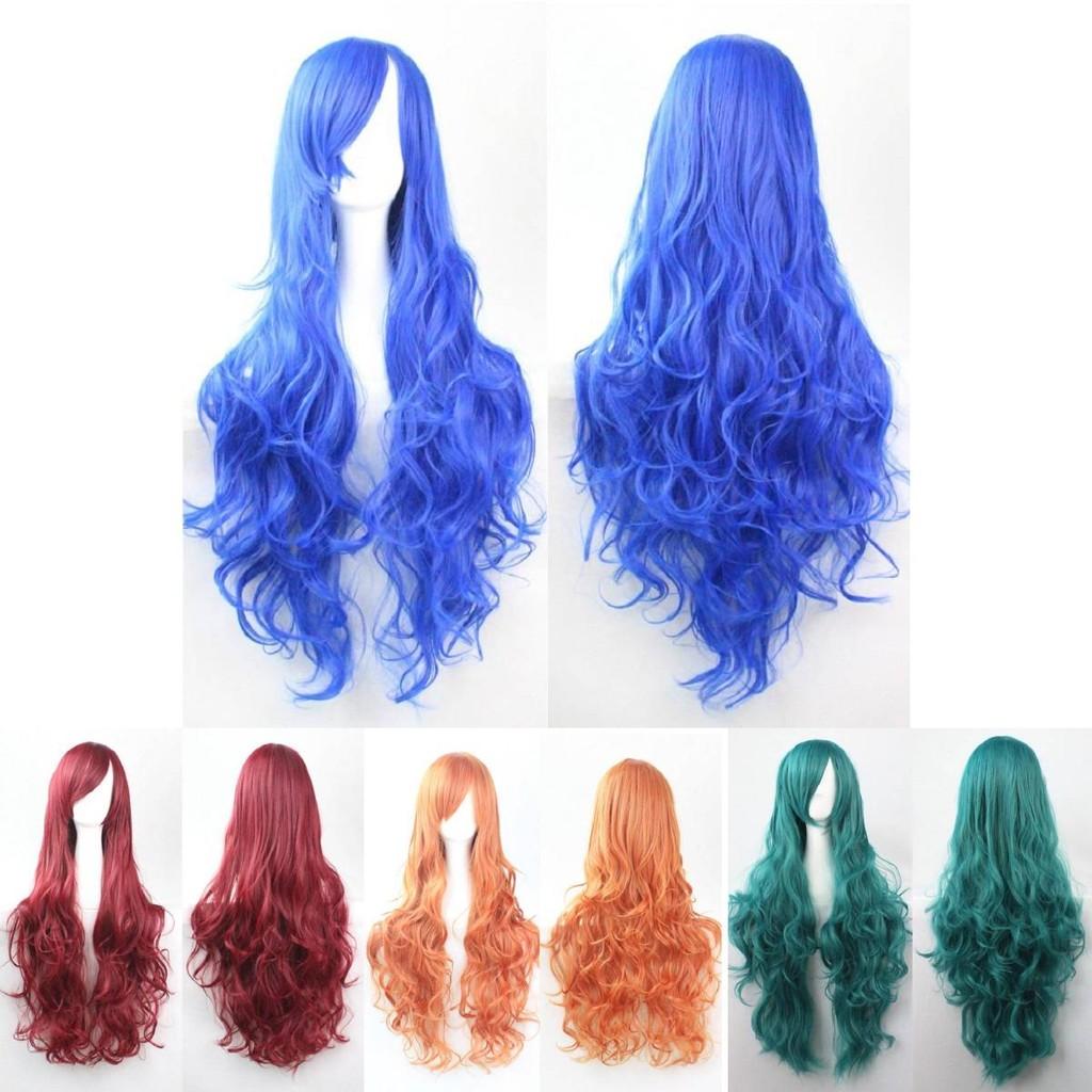 80cm Long Wavy Wig In Vibrant Colors High Temperature Fiber Ideal For Cosplay Events
