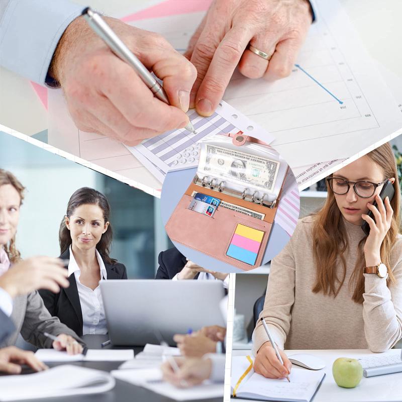 Budget Planner Volný retro kožený notebook Set Budget Binder Money Envelopes Měsíční plánovač