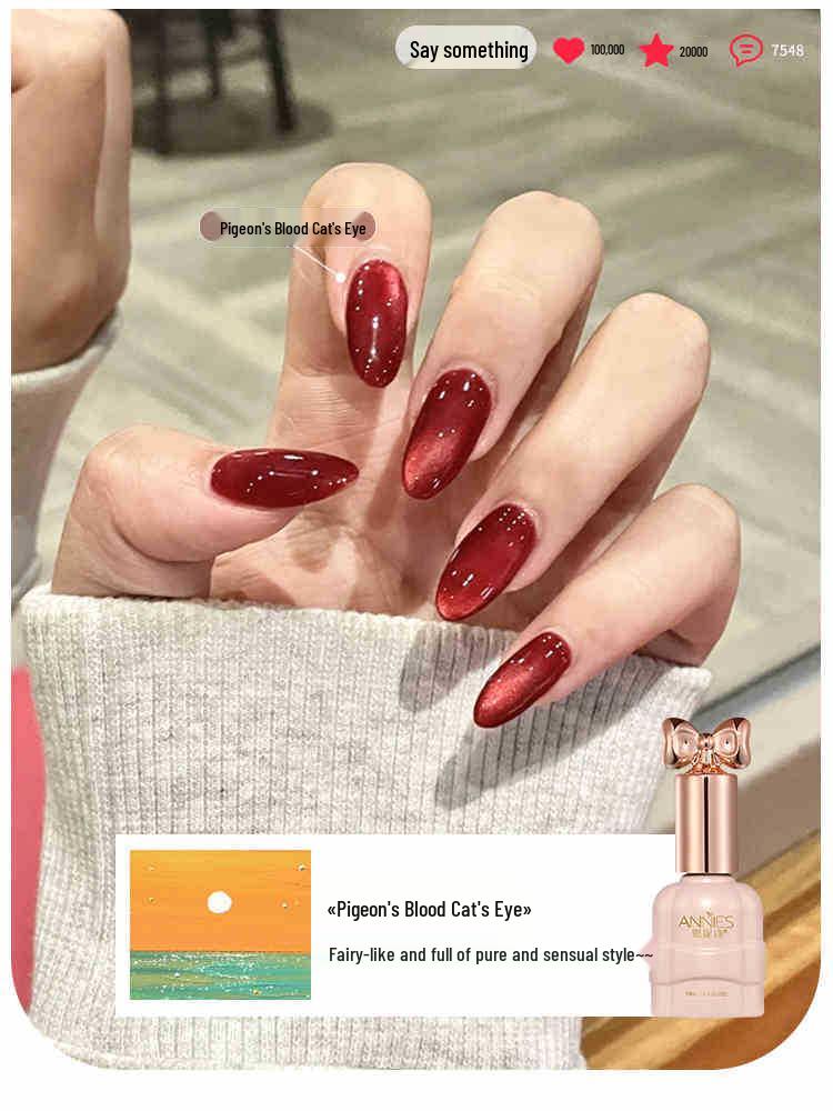 

Эннис Вспышка Блеска Фарфоровый Белый Лунный Кошачий Глаз Гель: Новый осенне-зимний маникюр 2025 с янтарными кристаллами.