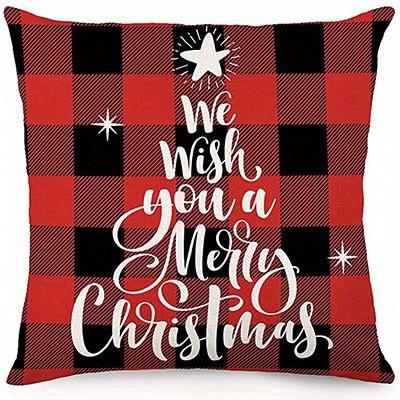 Home Decor Merry Christmas Gnome & Truck Checkerboard Pillows Pattern Cushion Cover Suitable For Sofa Bedroom Car Pillow Cover