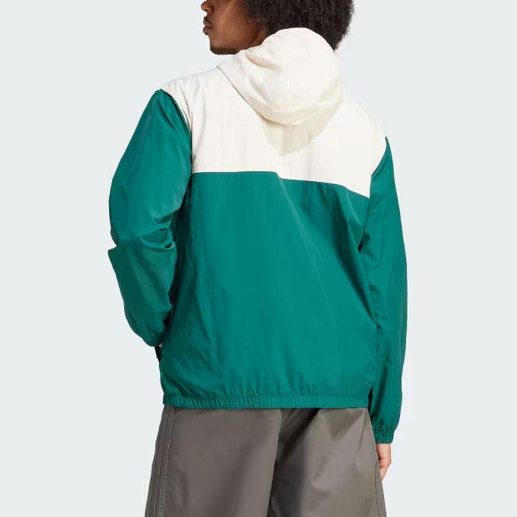 Adidas Originals Colorblock Logo Print Long Sleeve Hooded Windbreaker Jacket Men Outerwear Green IU0201