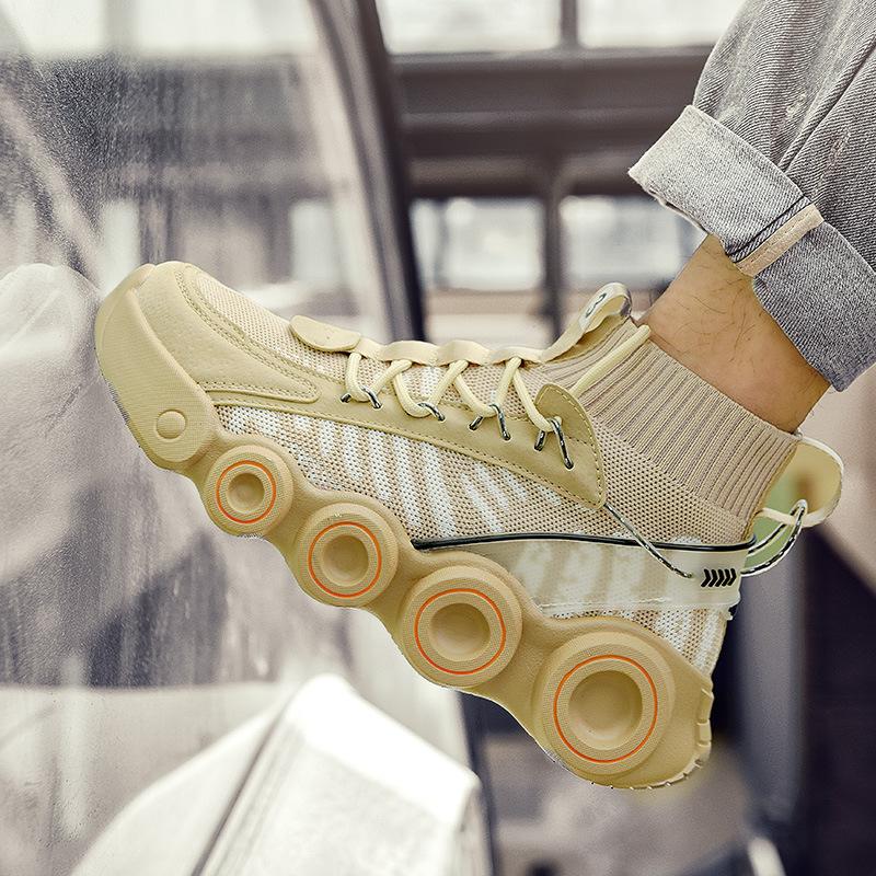 

2025 summer new mesh fly-woven socks shoes breathable thin men s shoes lazy tide shoes platform casual sports shoes 45