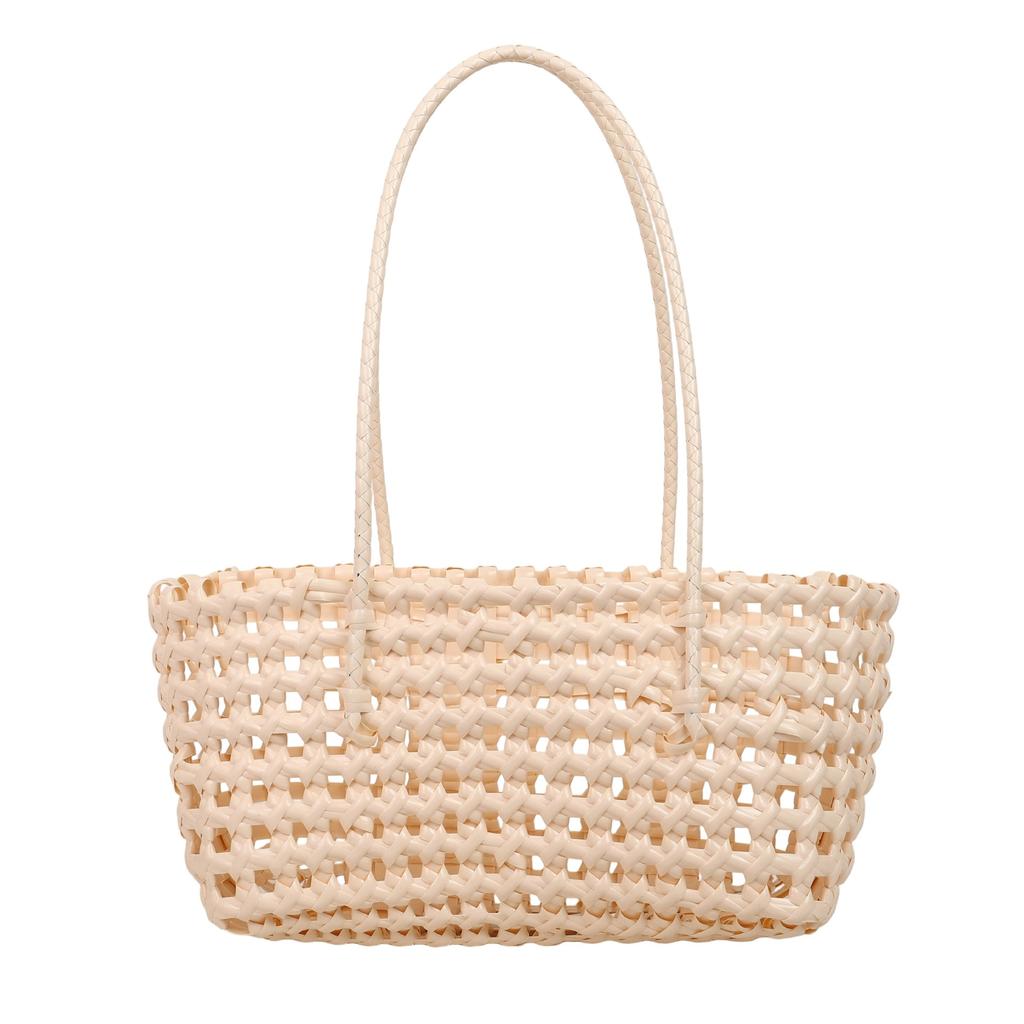 Stylish and simple handbag summer new woven striped hollow bag storage basket pastoral vegetable basket shoulder bag