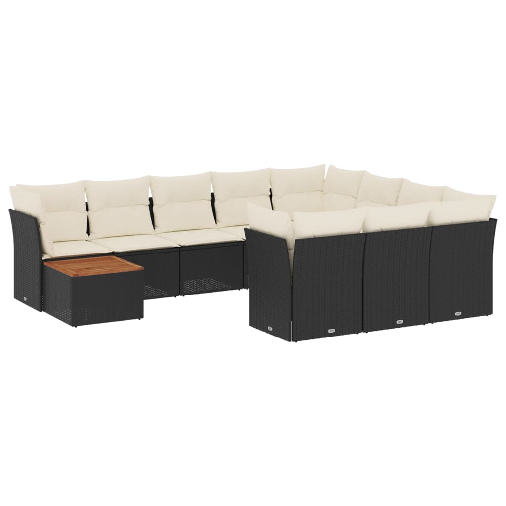 Vidaxl 11-Cz. Garten-Sitzgruppe, Kissen Schwarzer Rattan Pe