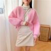 Herbst Winter Mode Damen Perlenstrick Laternenärmel Nerzfleece Pullover Cardigan Jacke Damen Oberbekleidung
