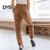 Women Corduroy Pants High Waist Baggy Drawstring Elastic Waist Casual Trousers Loose Fit Straight Leg Pockets Work Pants