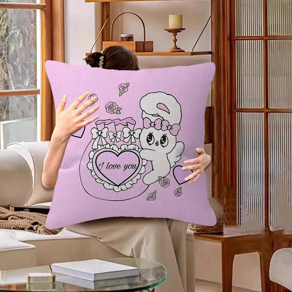 E-Esther Bunny Cartoon Cushion Cover Decorative Pillow Sofa Home Decor Case Pillow Cases