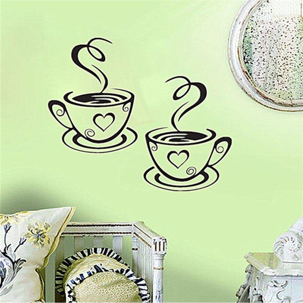 Mural Decal Kitchen Restaurant Wall Decor Art Vinyl Cafe Tea Wall Stickers Coffee Cups Stickers