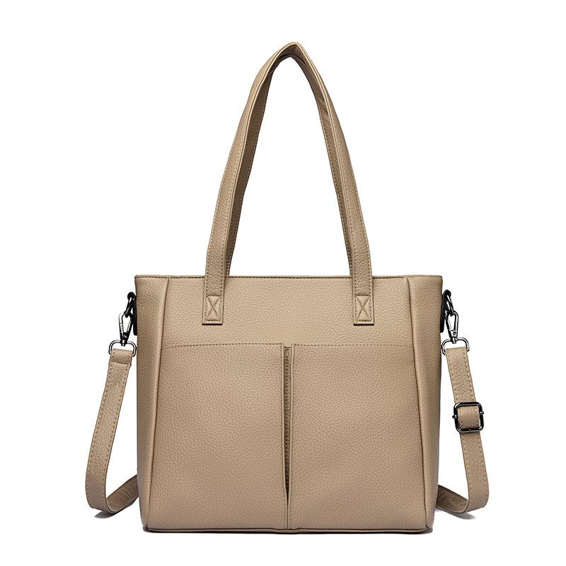 Geantă Tote Versiune Coreeană, Geantă de Mână/Umăr/Crossbody de Mare Capacitate cu Buzunar Dublu