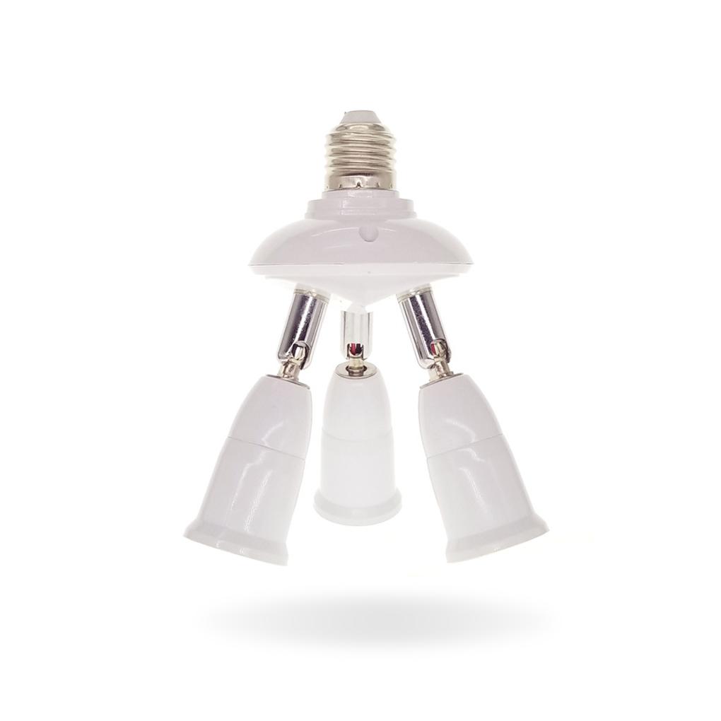 E27 Splitter 220V 3A Lampe Pære Sokkel Konverter Lysadapter Forbedring Plast Bærbar Holder Lagertilbehør