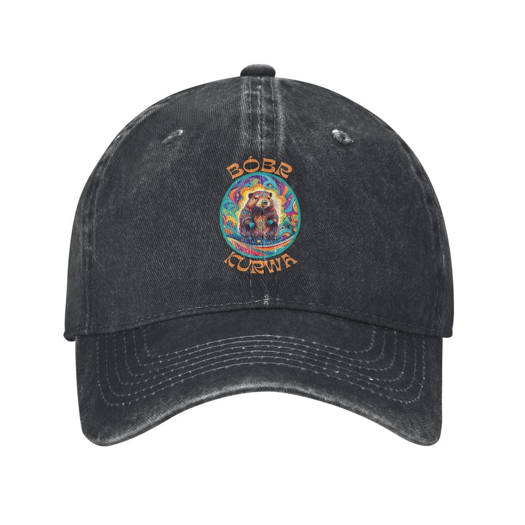 Vintage Bobr Kurwa Baseball Cap for Unisex Women Distressed Denim Snapback Cap Bober Outdoor Activities Adjustable Caps Hat