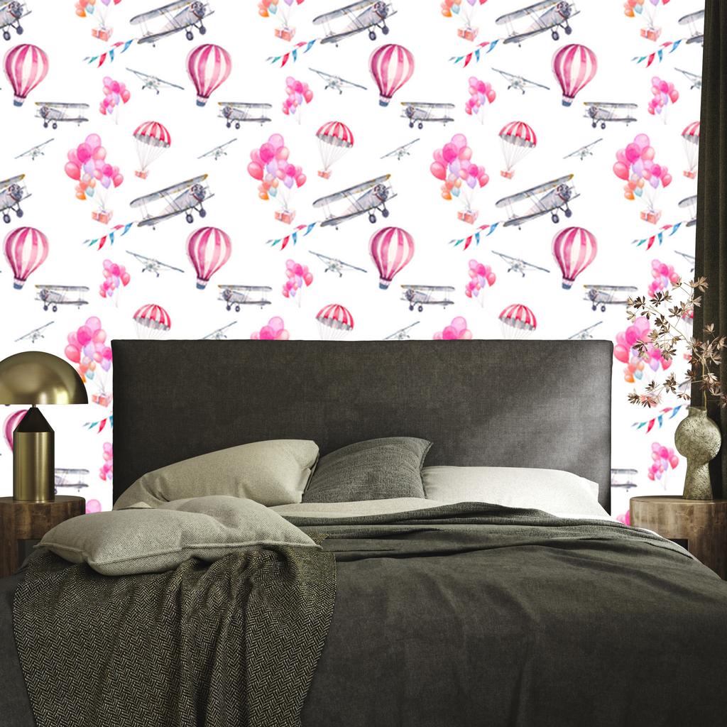 Wallpaper Balloons and Airplanes In the Sky for the Living Room and Bedroom 50x1000
