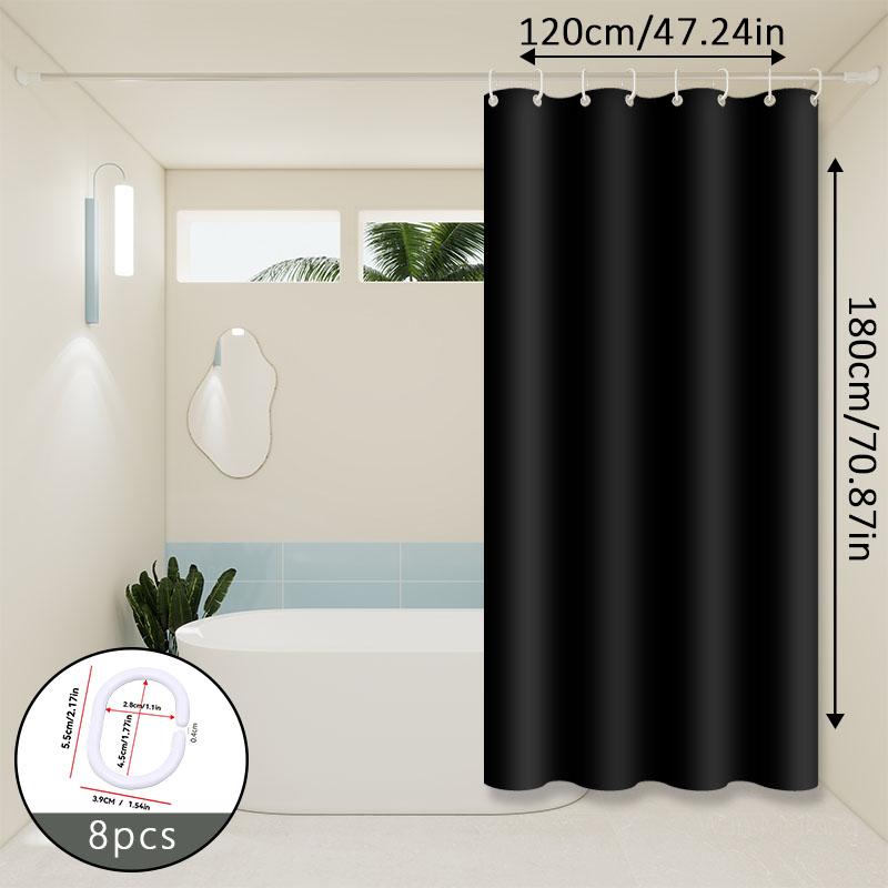 Pure Black Shower Curtain, Simple Solid Color Design, Peva Material, Household Bathroom Partition Shower Curtain