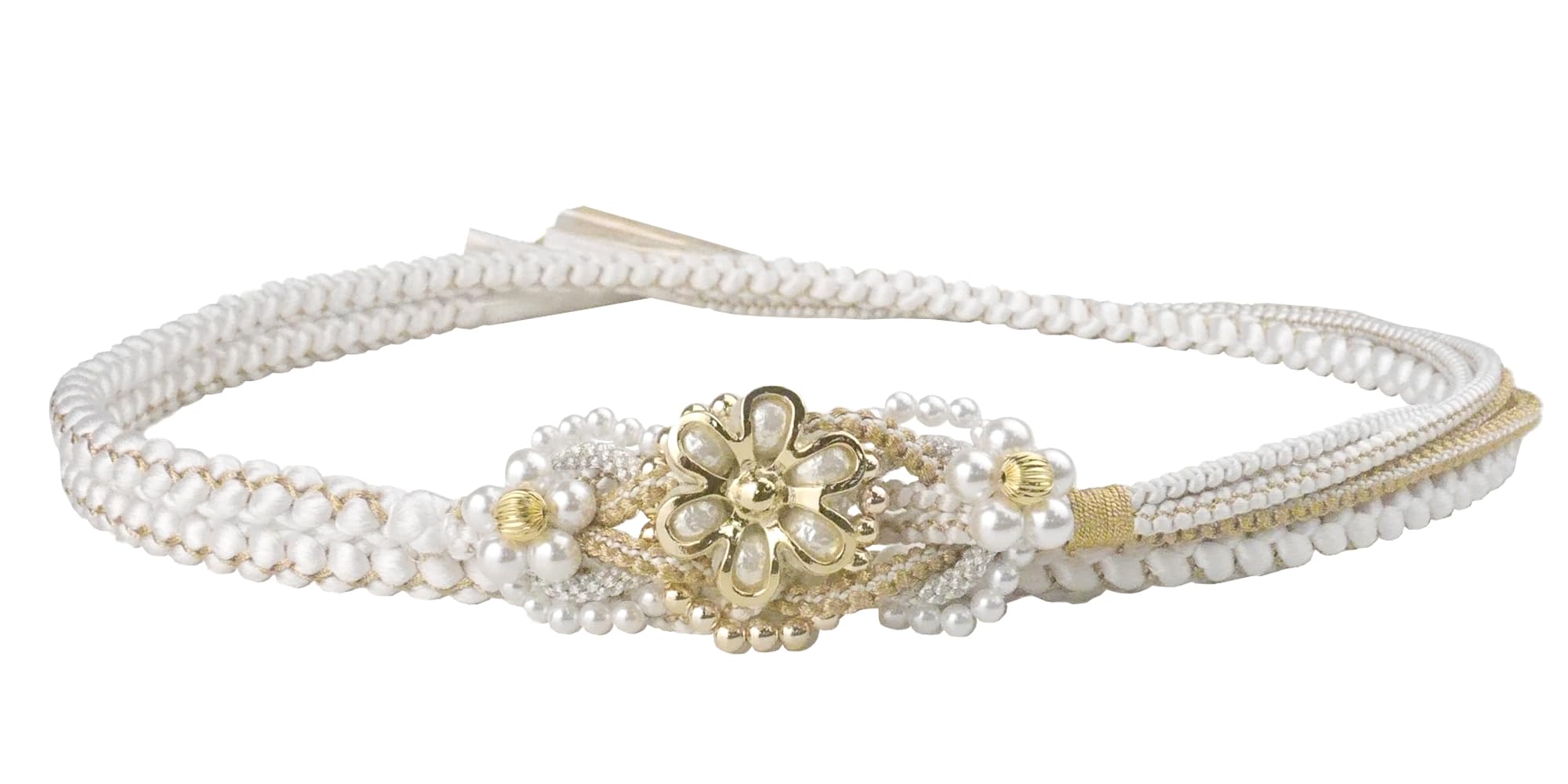 

Obijime Pearl Beads Luxurious Decoration Metal Thread Silk Furisode Hakama Graduation Ceremony Coming of Age Ceremony Wedding White Gold Silver Black