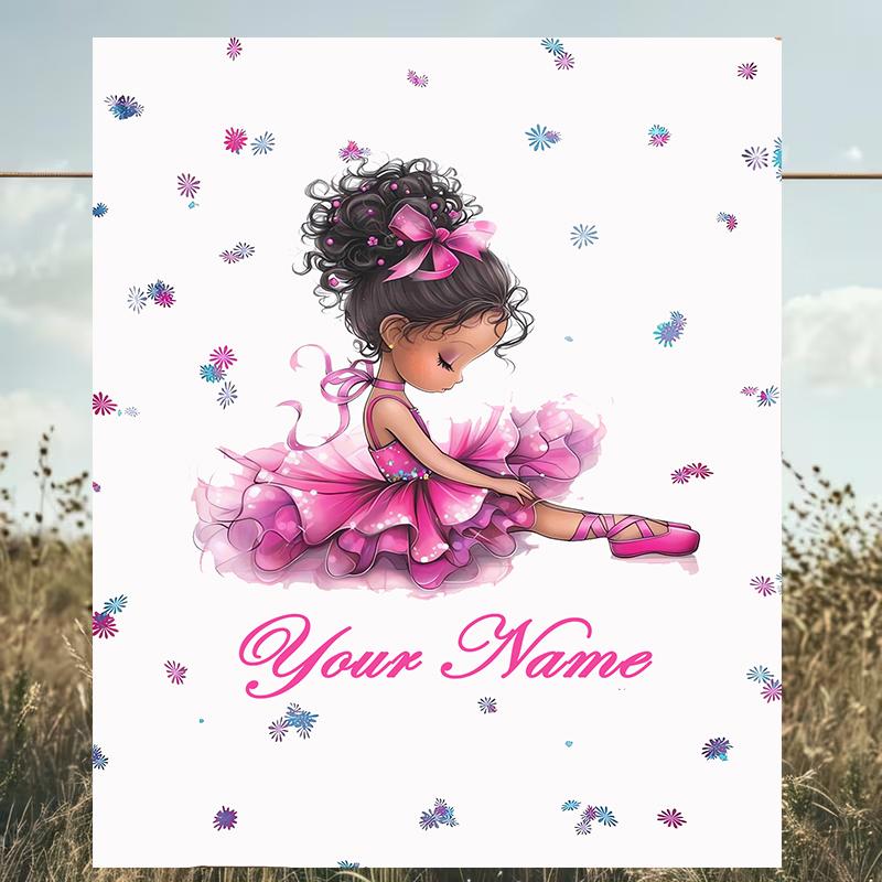 1PC Custom Name Flower Fairy Art Outdooor Flannel Blankets Patterns Throw Blanket All-Season Soft Gift for Couch, Bed, Camping Gifts