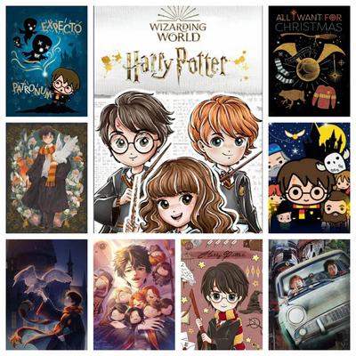 Personaggi Cartoni Animati Harry Potter Pittura Diamante Punto Croce Castello di Hogwarts Mosaico Ricamo Strass Decorazione Casa Regalo per Bambini