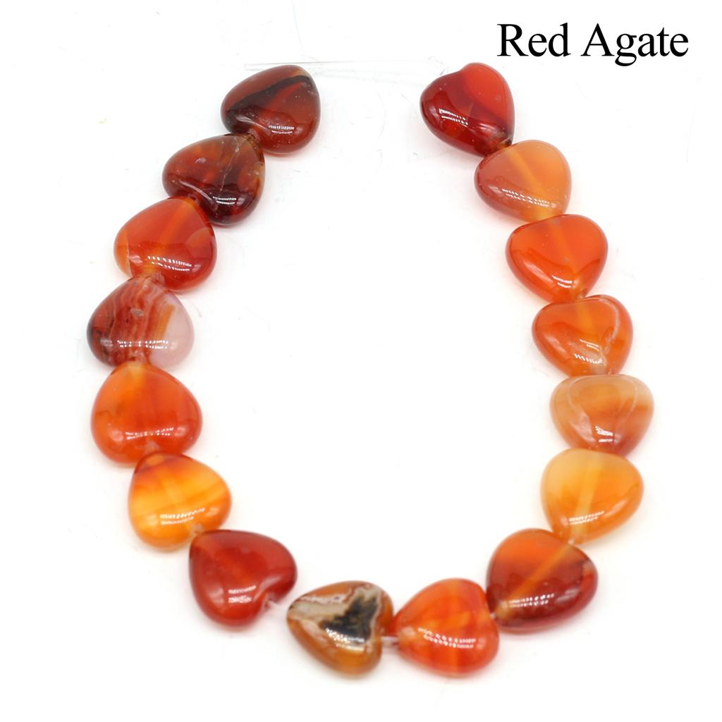 16Pcs/String, Spiritual Healing Crystal Heart Beads, Bohemian Style Natural Stone Rose Quartz Gemstone Loose Spacer Beads for Jewelry Making DIY Craft