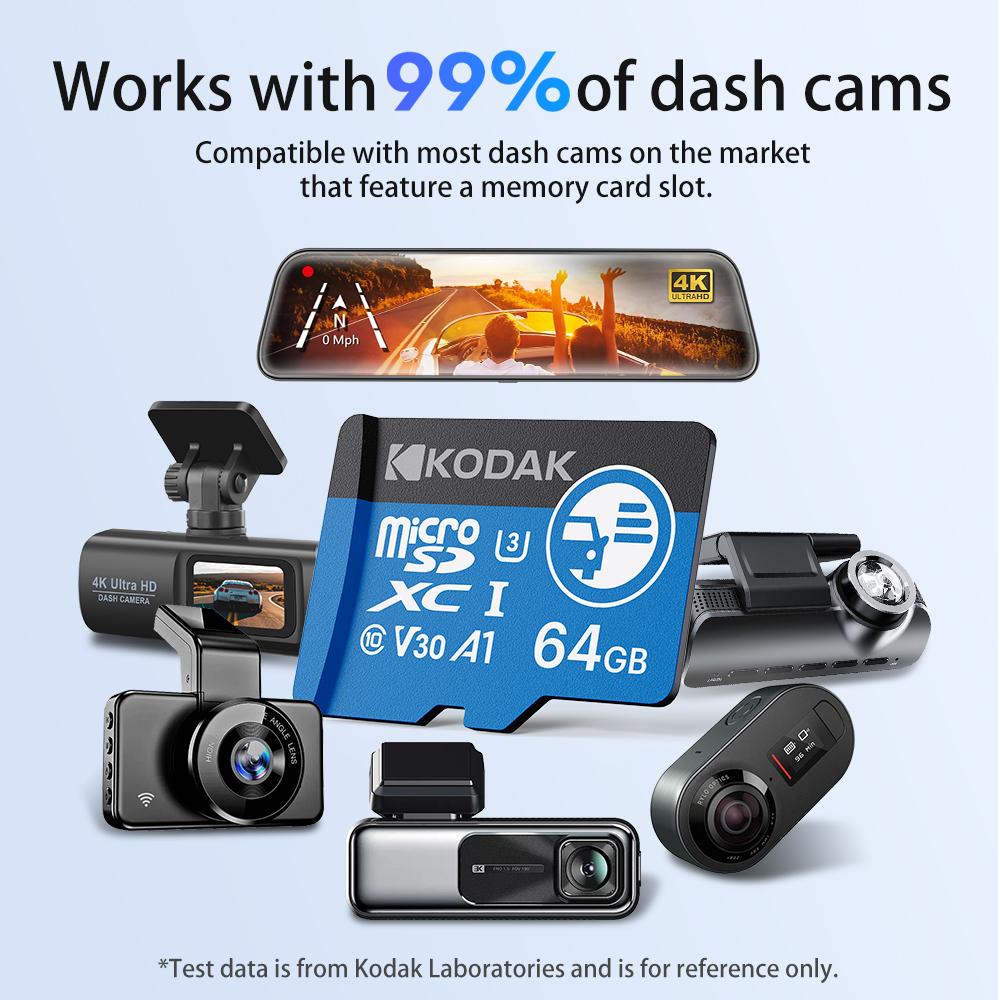 KODAK KD360 High Speed Micro SD Card 32GB/64GB/128GB/256GB for Car Dash Cam & Vehicle Camera, 4K Video Recording