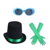 Accessori Costumi Cosplay Con Cappello di Feltro Guanti Lunghi Occhiali Papillon Spilla per Eventi di Role Playing Feste di Halloween