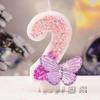 1st Birthday Candle Cake Topper Colours Creative Number 1 Candle Cute Pink Butterfly Digital Candle Birthday Wedding Party Decor