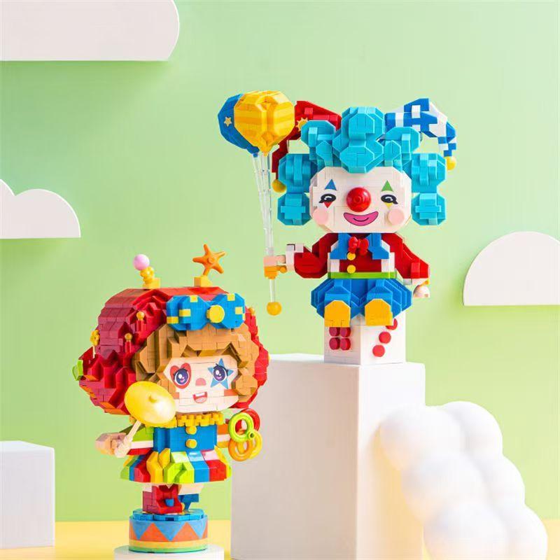 Idea Amusement Park Micro Diamond Block Carnival Joker Building Bricks Surprise Party Clown Toys Figure Nanobrick For Kids Gifts