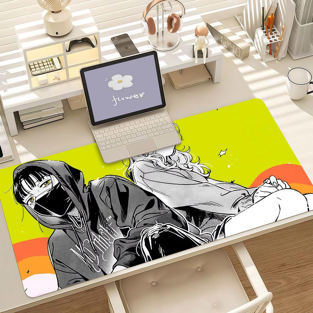 Manga Tgswiiwagaa Cute Mouse Pad Anti Slip Rubber Edge Locked Thickened Laptop Gaming Desk Mat