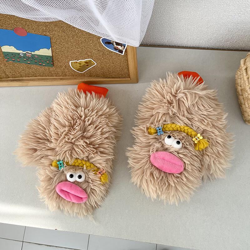 Cute Cartoon Sausage Mouth Winter Mittens 1