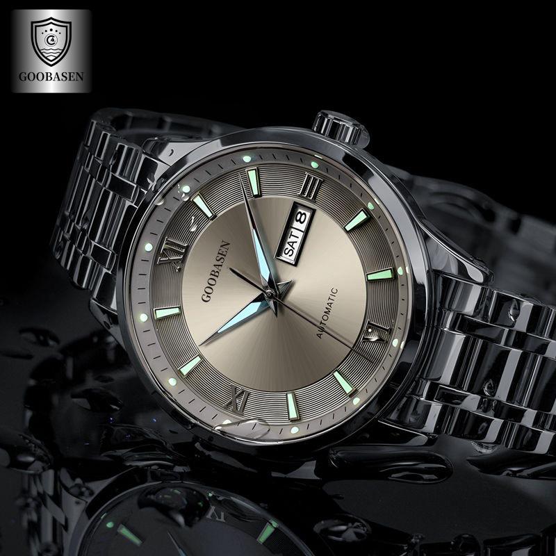 Gu Ba Sen Men's Waterproof Luminous Imitation Mechanical Watch with Calendar