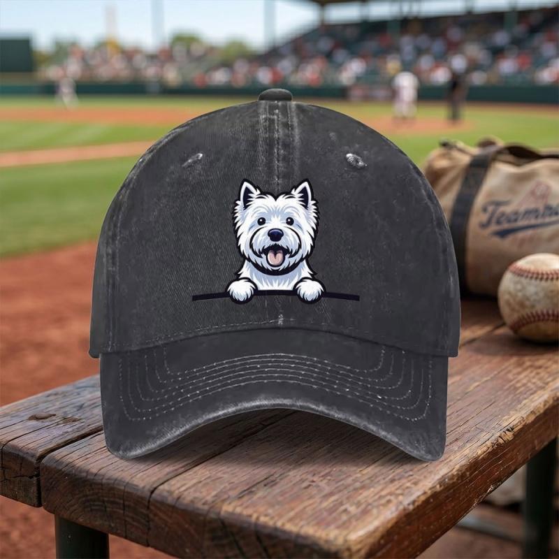 West Highland Terrier Baseball Cap Adjustable Buckle Lightweight Breathable Unisex Hat for Westie Lovers Daily Wear Travel