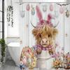 Highland Cow Shower Curtain, Pink, Western, Rustic, Cute, Farm, Bull, Floral, Flowers, Bathroom Decorative Shower Curtain, Water