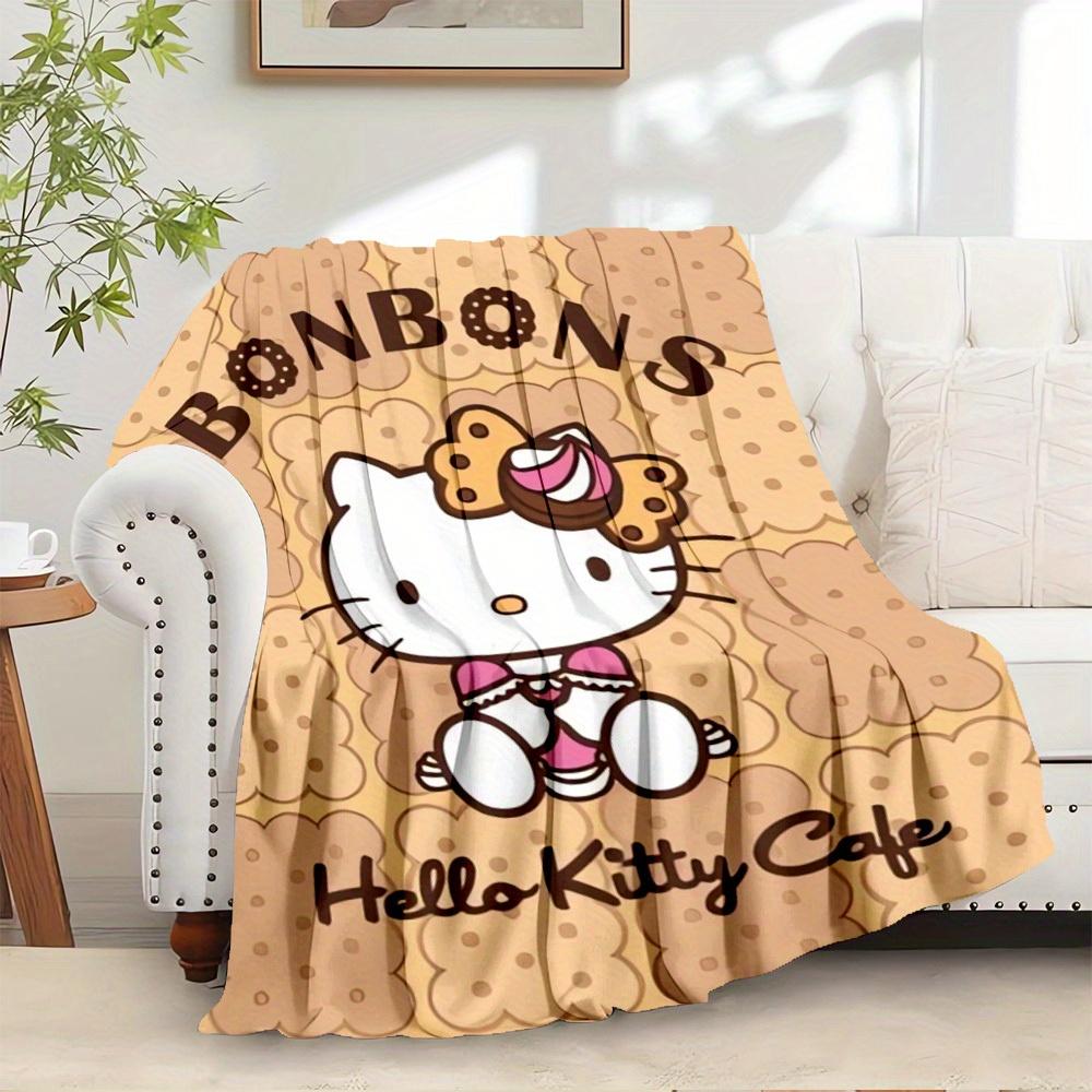 

1pc Hello Kitty Bonbons Cookies Flannel Blanket - Home decor, all seasons, cozy, machine washable, a gift for everyone, for all families, av 130x150cm