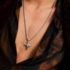 Minimalistische Sternkreuz Edelstahl Anhänger Halskette für Männer, Punk Hip Hop Unisex Halsbänder, Y2K Modeschmuck Geschenke