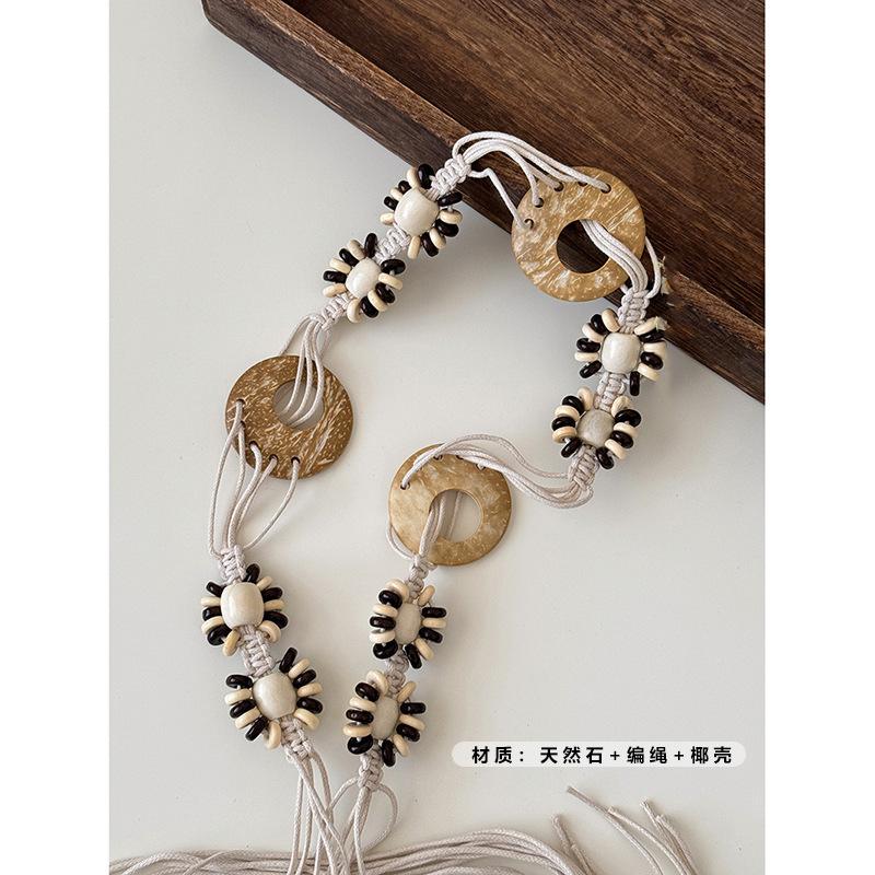 

Вощеная веревка многослойная плетеная кокосовая ракушка поясная цепочка ретро богемный нишевый ремень темпераментный универсальный модная бижутерия женщины