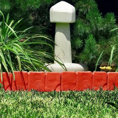 Imitation Stone Garden Fence Garden Landscaping Edging Border Panel Decorative Plastic Retaining Border with Stake for Flower Bed Path Lawn Outdoor