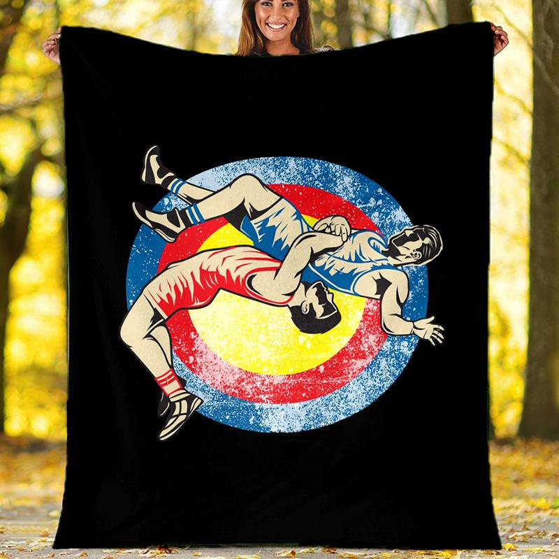 wrestling Theme Printed Blanket - Perfect for Couch, Bed, Travel & Outdoor Use | Machine Washable, Cozy & Durable.