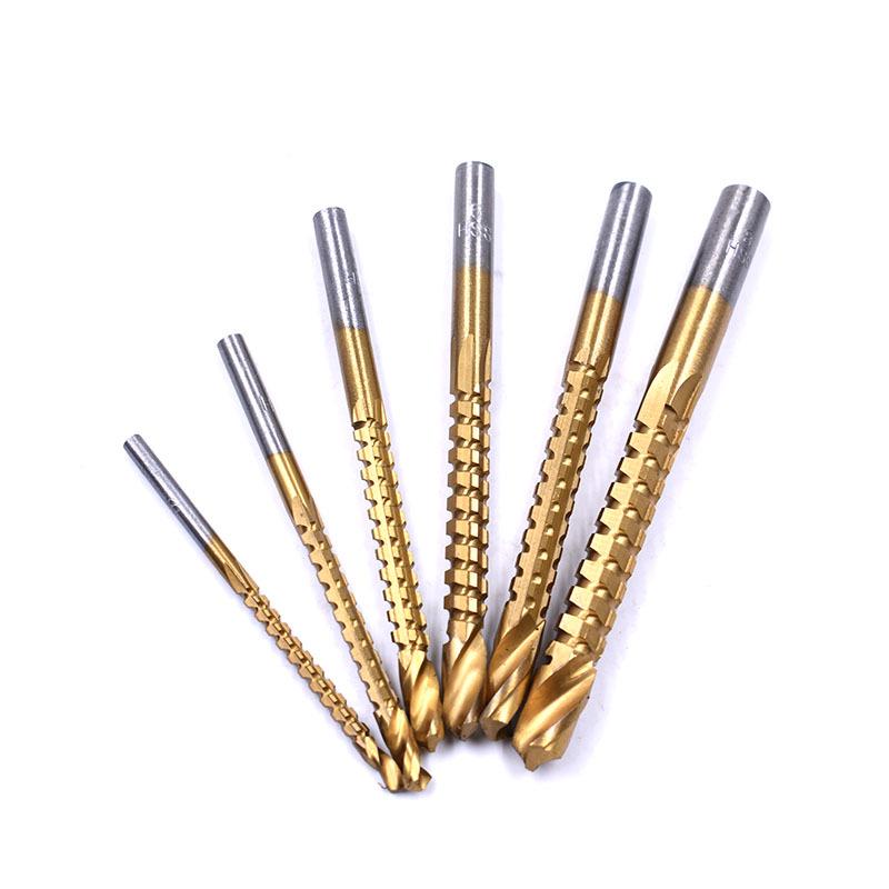 Titanium-Coated Serrated Twist Drill Bit for Woodworking and Grooving