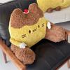 Cartoon Pudding Cat Lumbar Pillow With Plush Cover For Bed Sofa Support