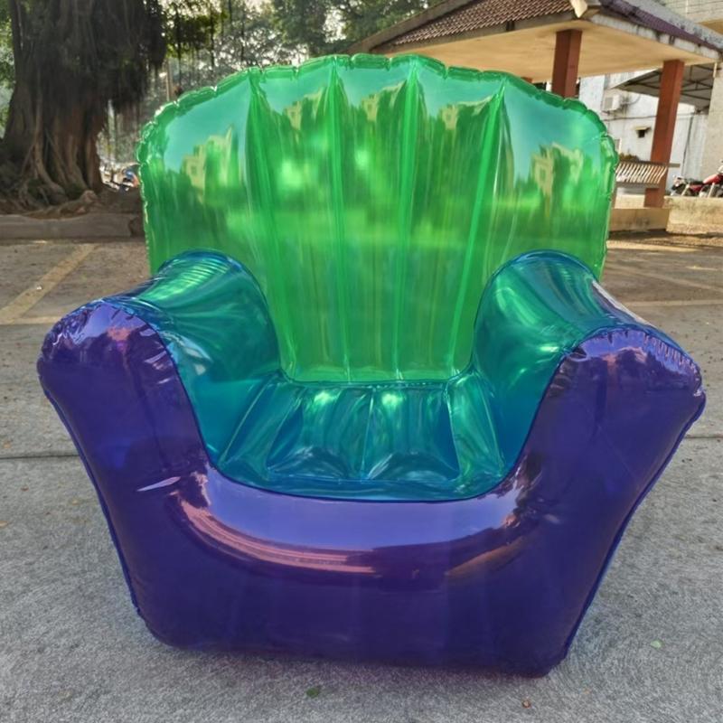 Transparenter aufblasbarer PVC-Sofastuhl Robuste Ausführung Ergonomisches Design Luftsofa zur Entspannung Außenbereich Garten Poolseite