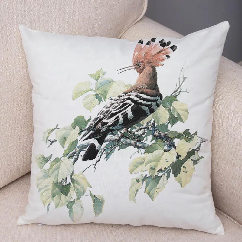Super Miękka Miękka Pluszowa Akwarela Urocze Ptaki Kwiat Robin Sikorka Zięba Gil Jerzyk Wróbel Jagody Czubata Poszewka na Poduszkę Poszewka na Poduszkę