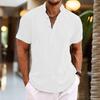 Men's Short Sleeved Stand Up Collar Top Pullover Cardigan