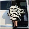2024 New Autumn and Winter Trend Jacket Thickened Fashion Foreign Leisure Versatile Toka Zebra Pattern Large Skimming Collar Simulation Fur