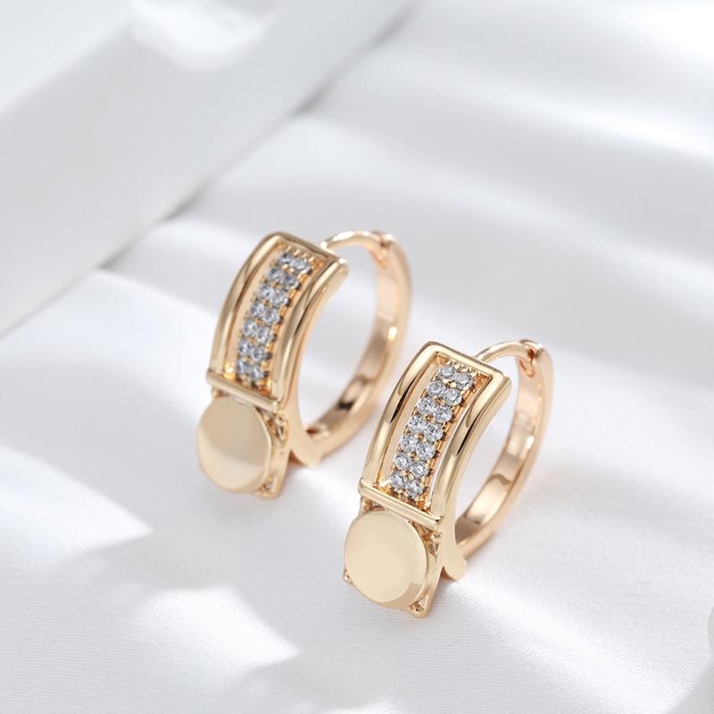 New Retro Glossy Hoop Earrings Rose Gold Color Fashion Wedding Jewelry Unique Modern Natural Zircon Drop Earrings