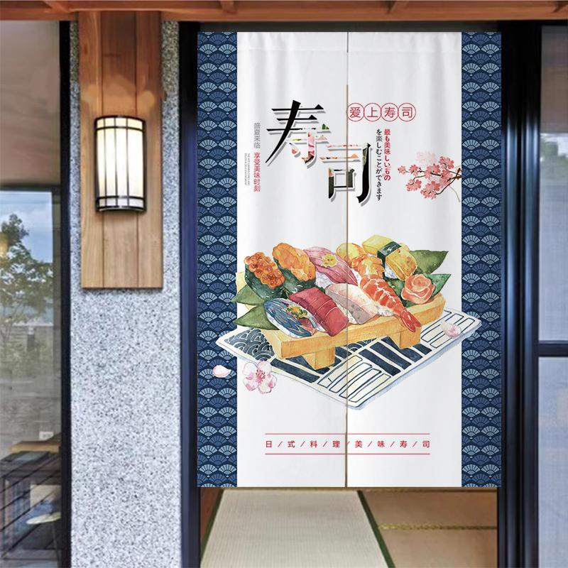 Japanese Restaurant Door Curtain Sushi Sashimi Restaurant Decorative Curtain Kitchen Exit Fabric Partition Curtain