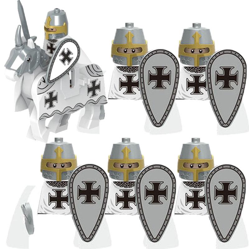 MOC Medieval Lion King Castle Knight Building Blocks Figure Accessories War Horse Cavalry Warrior Crusaders Toy Gift Bricks N029
