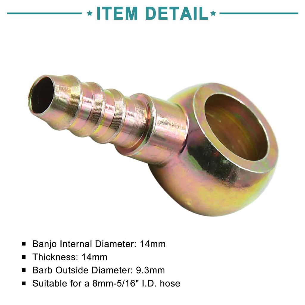 ACROPIX Banjo Parts Universal 8mm ID Hose Barb 14mm Fitting Fuel Line Adapter Connector Bronze Color 2pcs