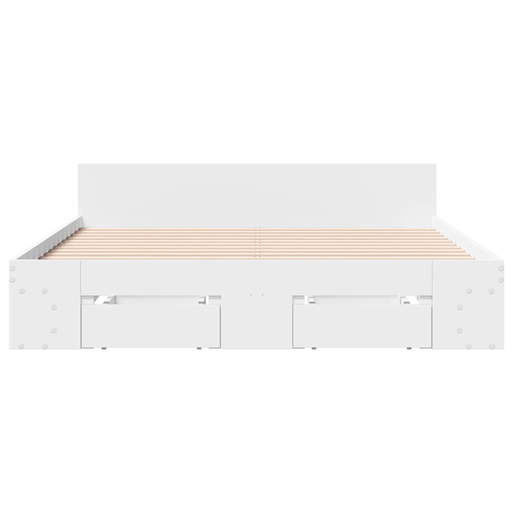 Bed Frame with Drawers White 120 x 190 cm Engineered Wood