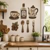 7Pcs Vintage Coffee Utensil Wooden Ornament Coffee Wall Sticker Hangings  For Home Kitchen