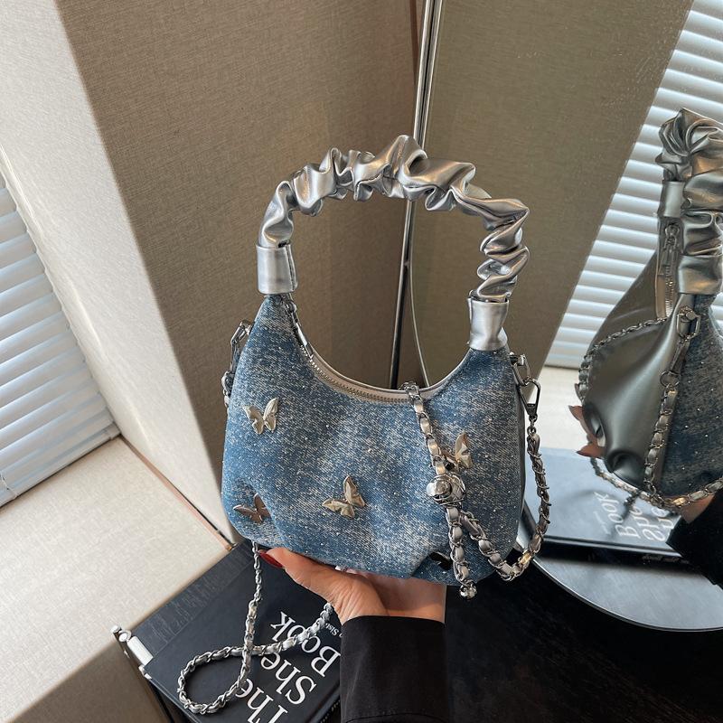 Niche Design Pleated Portable Small Bag Women's New Fashion Chain Messenger Bag Versatile Dumpling Bag